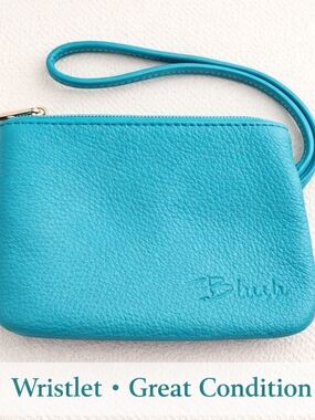 Teal Pebbled Wristlet Clutch Pouch Zip Small Bag